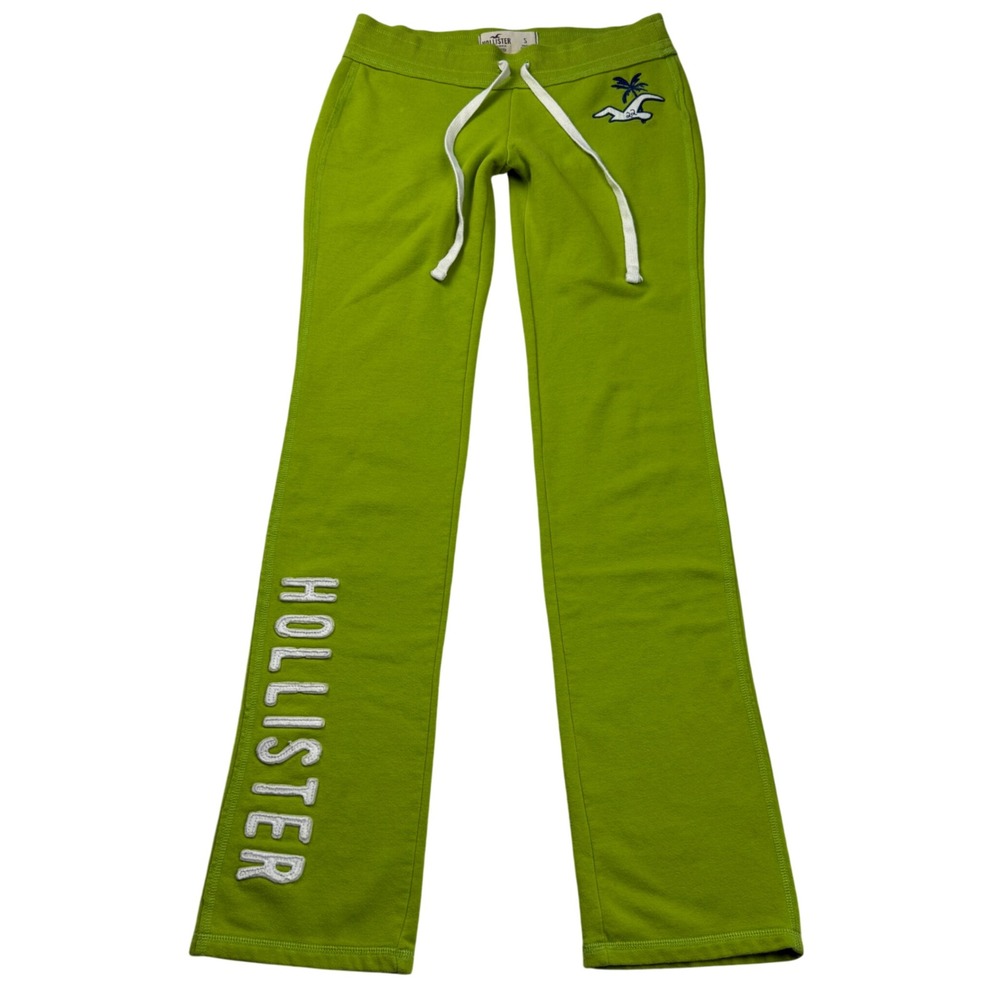 VTG Y2K Hollister So Cal Stretch Sweatpants Green Ultra Low Rise S Puff Print